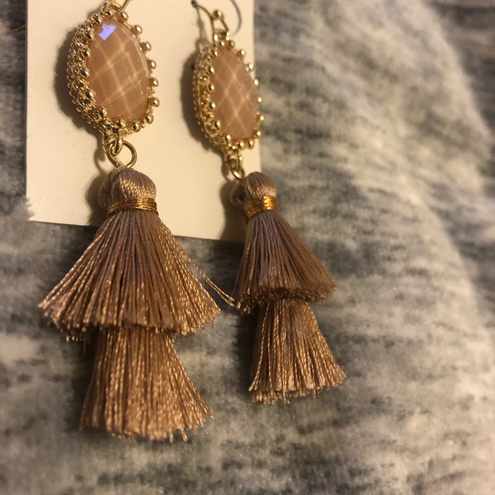 champagne and gold dangle earrings